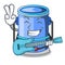 With guitar cylinder bucket with handle on cartoon