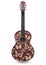 Guitar decorated abstract butterfly with ornaments of roses flowers. decorative design.