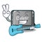 With guitar delete button in the shape mascot