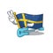 With guitar flag sweden with the mascot shape