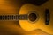 Guitar folk on a wooden floor with beautiful light.