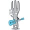 With guitar fork character cartoon style