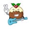 With guitar fruit cake character cartoon