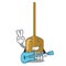 With guitar Garden rake Agriculture tool mascot