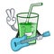 With guitar green smoothie mascot cartoon