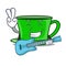 With guitar green tea mascot cartoon