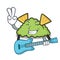 With guitar guacamole mascot cartoon style