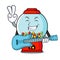 With guitar gumball machine mascot cartoon