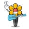 With guitar hair clip mascot cartoon