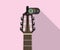 Guitar headstock with electric tuner for perfect pitch flat long shadows illustration
