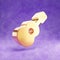 Guitar icon. Gold glossy Guitar symbol isolated on violet velvet background.