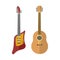 Guitar icon stringed electric musical instrument classical orchestra art sound tool and acoustic symphony stringed