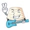 With guitar italian ricotta cheese on mascot cartoon