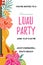 Guitar with jungle flowers, exotic leaves. Hawaiian Luau party invitation