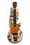 A guitar made out of old newspaper. Generative AI image.