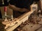 The guitar master makes guitar neck.