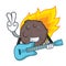 With guitar meteorite mascot cartoon style