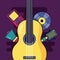 guitar microphone vinyl music colorful background
