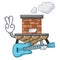 With guitar miniature cartoon brick chimney above table