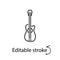 Guitar outline icon. Musical acoustic concert. Editable stroke. Isolated vector stock illustration