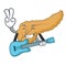 With guitar pancreas mascot cartoon style