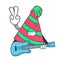 With guitar party hat mascot cartoon