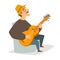 Guitar player vector illustration. Musician man with guitar