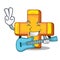 With guitar retro plus sign addition symbol cartoon