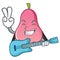 With guitar rose apple mascot cartoon