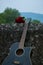 Guitar and roses on Roman Bridge in Sarajevo