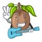 With guitar sapodilla fruit cut in shape cartoon