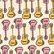 The guitar is a seamless pattern in cowboy style. Vector illustration. can be used for music-related merchandise