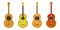 Guitar set. Acoustic guitar flat vector illustration. Mexican guitars. Mariachi string musical instrument.