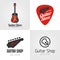 Guitar shop, music store set, collection of vector icon, symbol, emblem, logo, sign