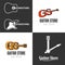Guitar shop, music store set of vector icon, symbol, emblem, logo