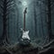 A guitar sits amidst a forest under the backdrop of a full moon, album cover.