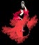 Guitar soul. Girl - flamenco dancer in shape of musical instrument. Beautiful logotype