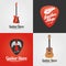 Guitar store, music shop collection of vector icon, symbol, emblem, logo