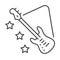 Guitar thin line icon, Music festival concept, Electric Guitar sign on white background, Guitar with stars icon in