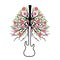 Guitar with tree and red roses forming healthy lungs