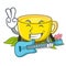 With guitar turmeric tea in the cartoon shape