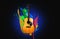 Guitar wood water splash refreshing multicolored waterproof background light abstract musical instrument idea bright sound music