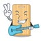 With guitar wooden cutting board mascot cartoon