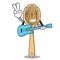 With guitar wooden fork mascot cartoon