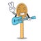 With guitar wooden spoon mascot cartoon