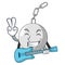 With guitar wrecking ball isolated on a mascot
