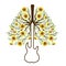 Guitar with yellow sunflower forming healthy lungs and bronchial tree organ anatomy