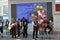 Guitarist, flute, accordion and tambourine players from Sicily at the EXPO Milano 2015.