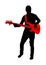 Guitarist vector silhouette illustration isolated on white background. Popular music super star on stage. Guitar music instrument.