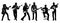 Guitarists Silhouette Set. Men playing on electric and acoustic guitars.